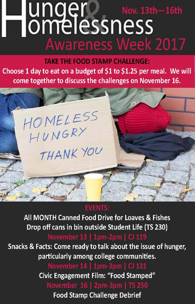 cpccstudentlife's tweet photo. Join us 2day for "Snacks &amp; Facts," a discussion about hunger on college communities! CJ 119 |1-2p #cpccstudentlife #cpccservicelearning https://t.co/J4wrtNfru0