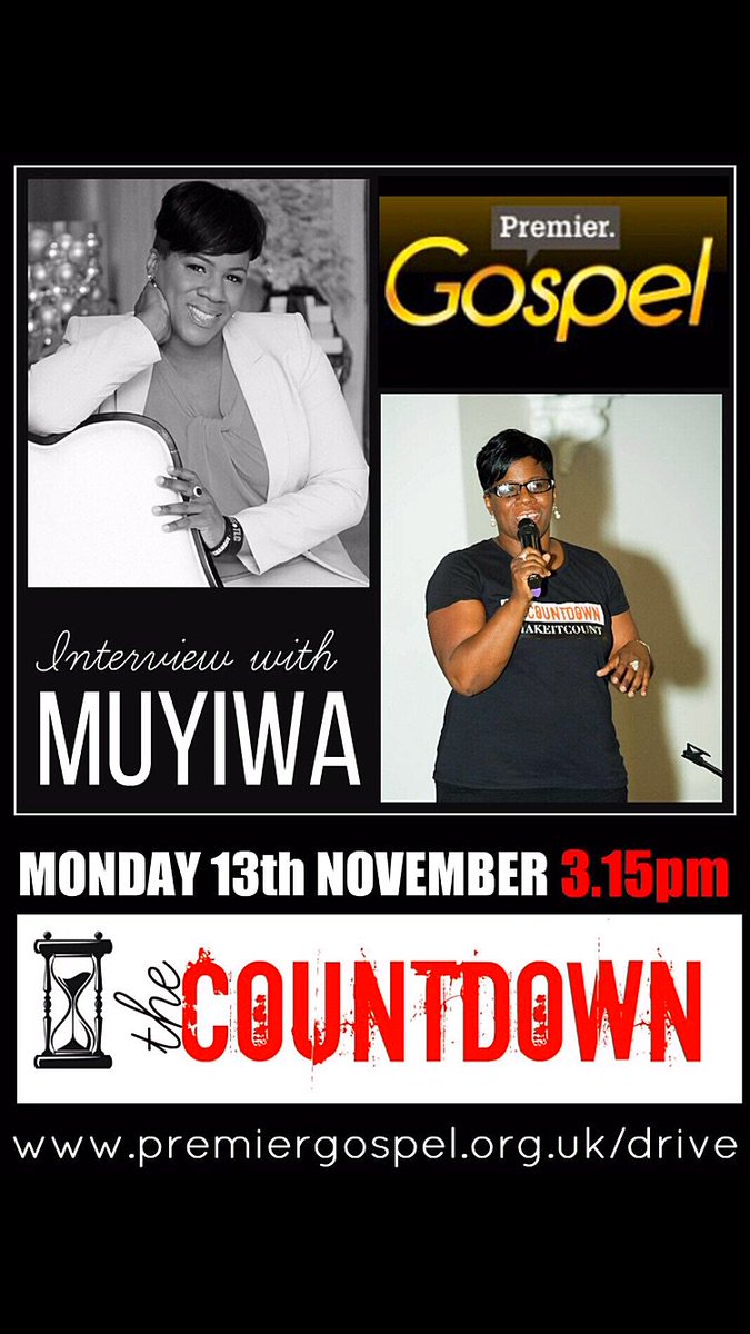 CountdownPlay's tweet photo. The writer of #TheCountdown,Karen Allen, will be speaking on Premier Gospel today at 3:15! Every time this wonderful women speaks her purpose, passion and power shines through! Make sure you tune in TODAY at 3:15 https://t.co/b7z8tiUYXu https://t.co/kUBJr795iK