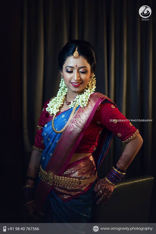 webandbeyond в Twitter: „Blue silk saree with Pink Mango border...visit  here for more #silksaree inspirations /TtQwF9TuS9 PC:Zero  Gravity Photography #silksaree #bridalsilksaree #kancipuramsilksaree  #bridalmakeup #bridaljewelry ...
