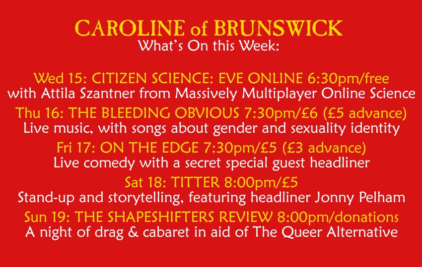 COMING UP THIS WEEK: <a href="/CitizenScience/">Charlie ruiz</a> <a href="/szantner/">Attila Szantner</a> <a href="/bleedingobvs/">The Bleeding Obvious🩸 @bleedingobvs@blop.social</a> <a href="/ThinkingChimp/">Thinking Chimp</a> <a href="/Ontheedgecomedy/">On The Edge Comedy</a> <a href="/TitterComedy/">Titter Comedy</a> @jonnypelham22 <a href="/FuchsiaVonSteel/">Fuchsia Von Steel</a>