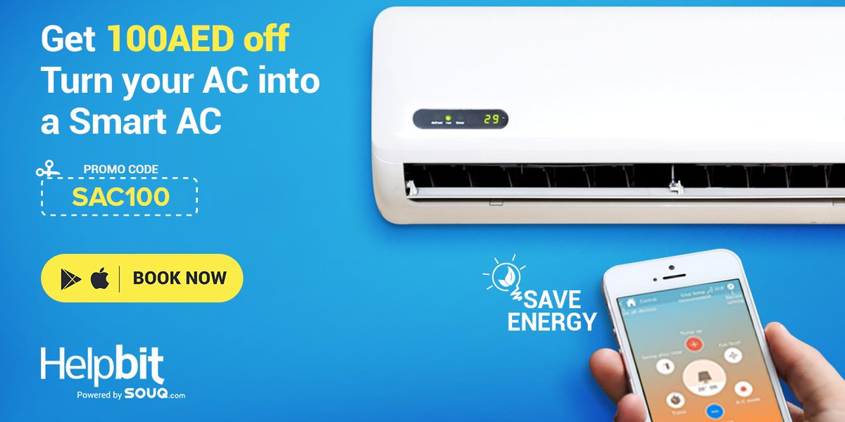 helpbituae's tweet photo. Get 100AED OFF to upgrade your AC to a Smart AC. Use Promo code SAC100 be smart &amp; Control your bills. Book Now: https://t.co/wfYl88KLtp
#Smartac #Helpbit #MyDubai #Discount #promotion https://t.co/xai4YiyLN3