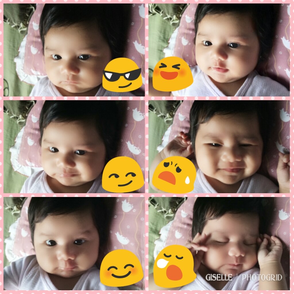 Ekspresi yg menggemaskan ala giselle.. Bikin mama nya gak mau beranjak kemana mana.. Lucuuuuu bgt sih km nak..