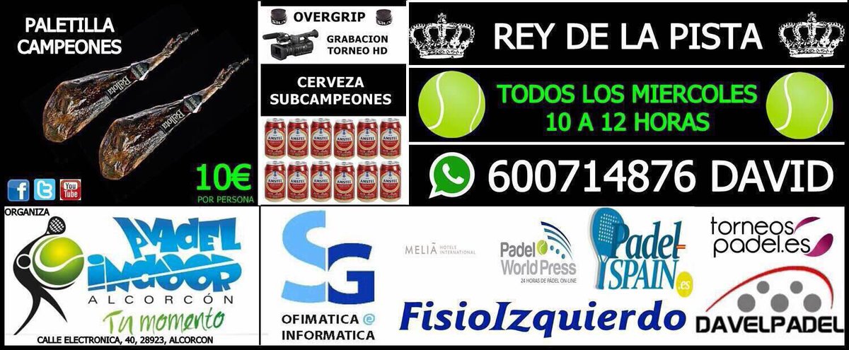 davelpadel's tweet photo. ¡Rey de la Pista Miercoles 15 de Noviembre de 10:00 a 12:00 Horas en Padel Indoor Alcorcon! ¡Paletilla para Campeones! ¿Te animas?
600714876 😊 https://t.co/sXKkISt5la