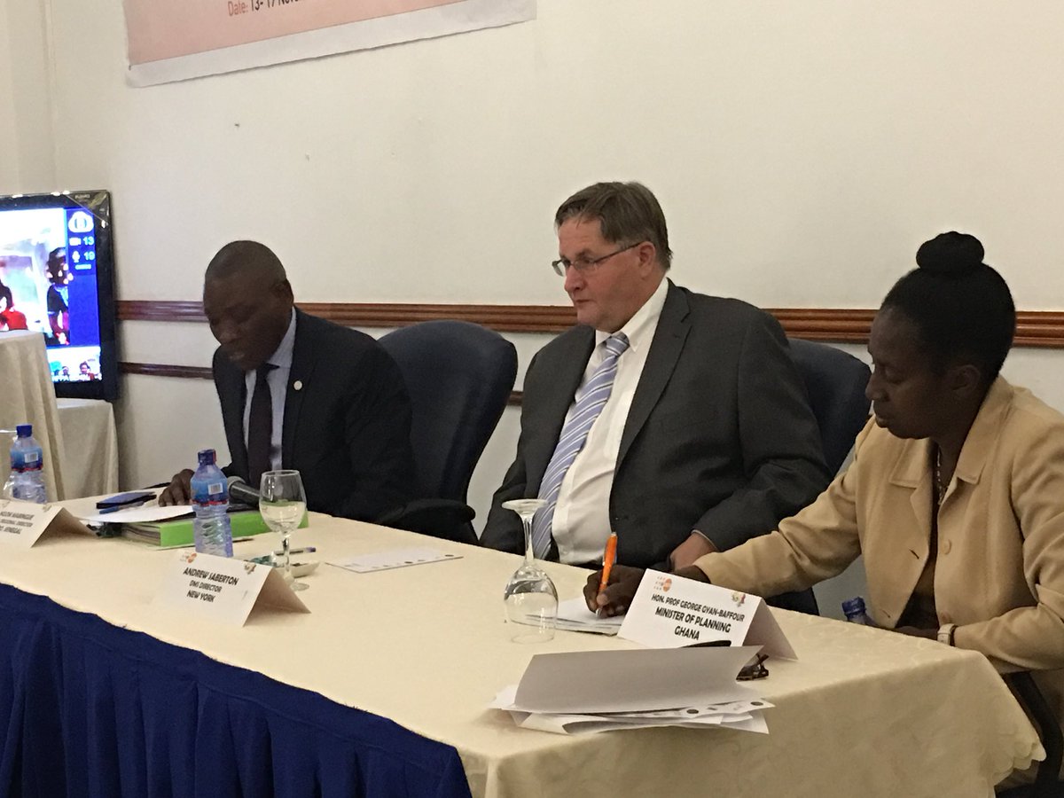 UNFPA_WCARO's tweet photo. .@UNFPA_WCARO Regional Director @mabinguengom1 challenges colleagues to critical reflect on work in the region, as they forge-on with the #DemographicDividend Agenda #DemDiv #RMT2017 https://t.co/3k3vLGladR