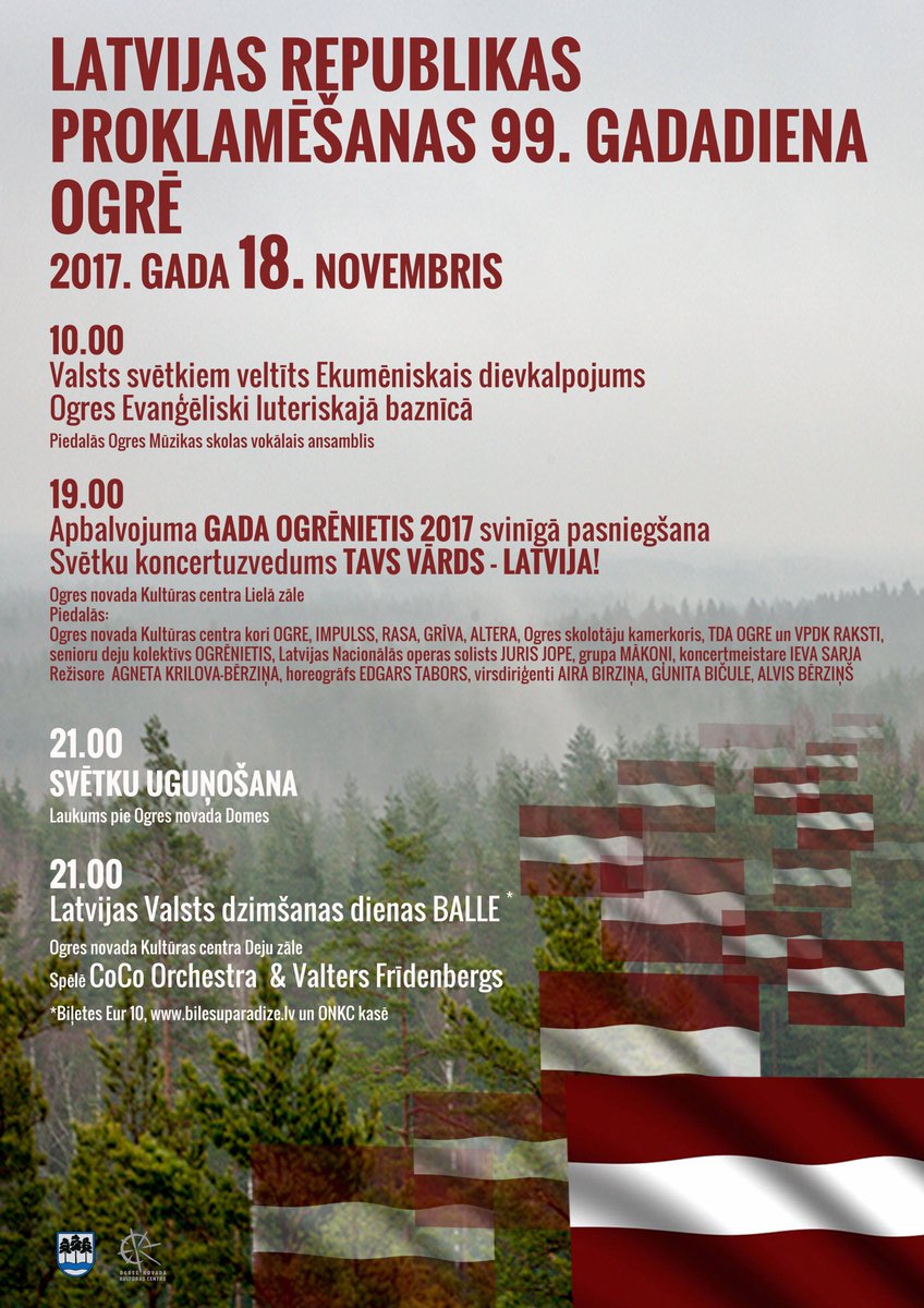 Sveiciens valsts svētku nedēļā! Svinēsim kopā 18. novembrī Ogrē!