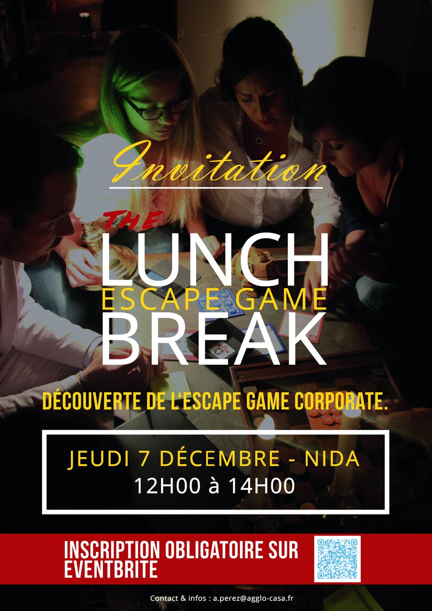 BusinessPole's tweet photo. [LUNCH BREAK] Prêts pour un lunch pas comme les autres ...? Le @BusinessPole vous attend le 07/12 pour un #EscapeGame dans le NIDA 🧐🤔! Inscription obligatoire ! https://t.co/L06cd23nqy  #FunnyLunch #Network #SophiaAntipolis https://t.co/dV2aKYNZLa