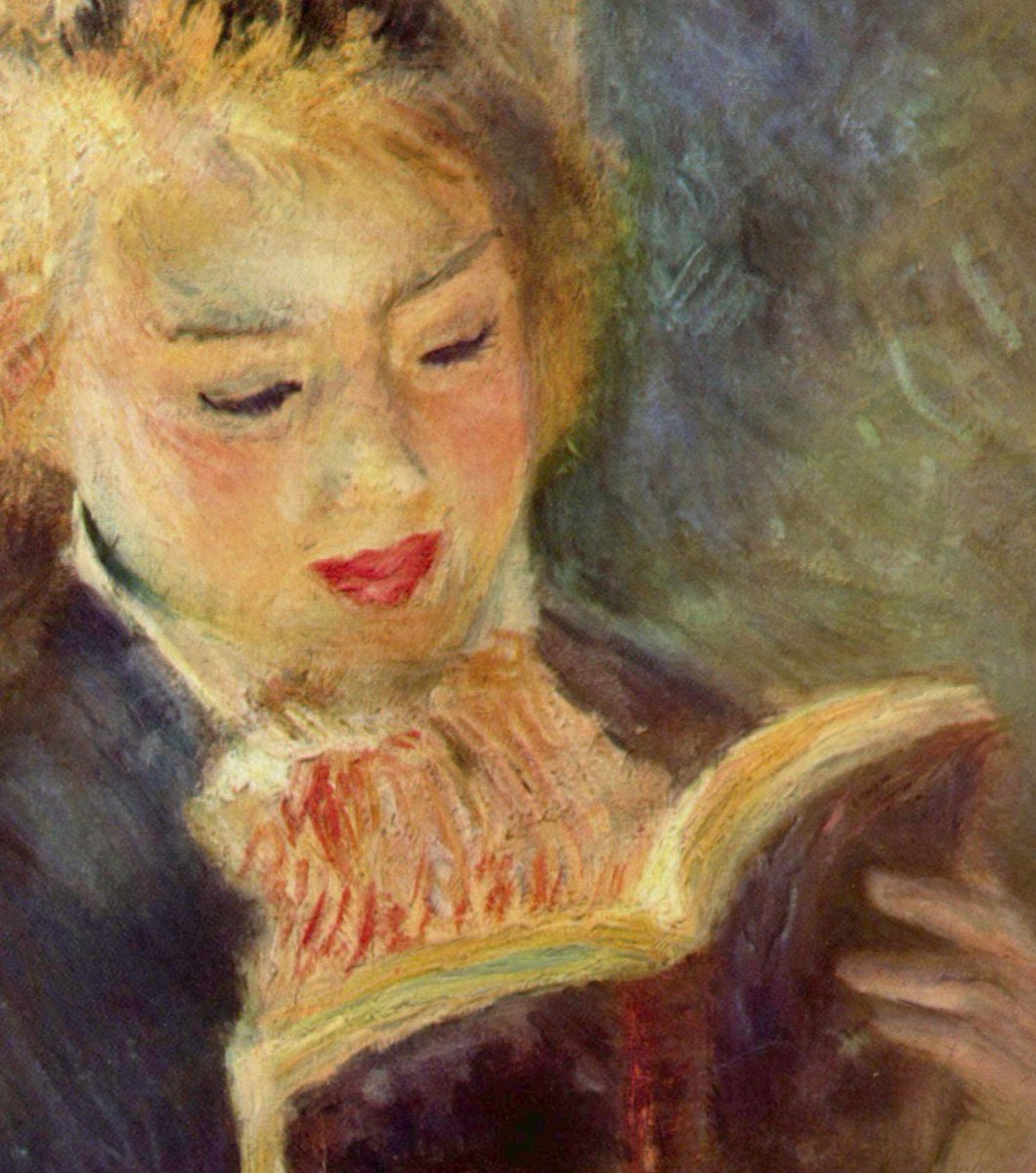 _whitedistrict_'s tweet photo. #Dettagli d'#arte: Le pennellate sono indefinite, come se lo spazio in cui la protagonista si muove sia la sua stessa interiorità sospesa nell'atto di leggere. #Renoir https://t.co/GHwfhLqjHq