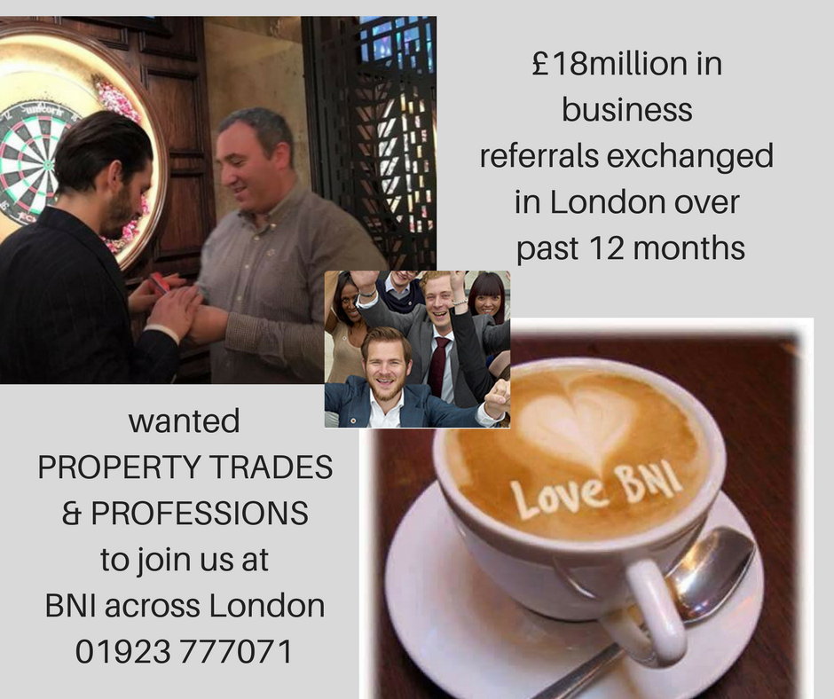 LauraHurren_BNI's tweet photo. Calling London #PROPERTY trades/professionals to join one of our 'Power Teams' where similar professions collaborate. Over £18m in referrals in past 12 months. #architect #plumber #painter/decorator #windowfitter #conveyencer #applianceengineer #BNI https://t.co/1SLBJUdiNs