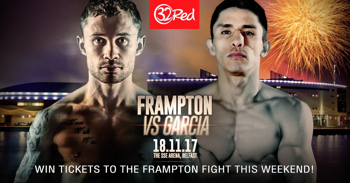 32Red's tweet photo. Carl Frampton, 32Red's latest ambassador, is in action this weekend - fancy attending the fight? 

We’ve got 2 pairs of tickets to give away for Saturday’s boxing from Belfast’s SSE Arena this weekend. For your chance to win, just RT &amp; follow us. https://t.co/PVdcviNsrB