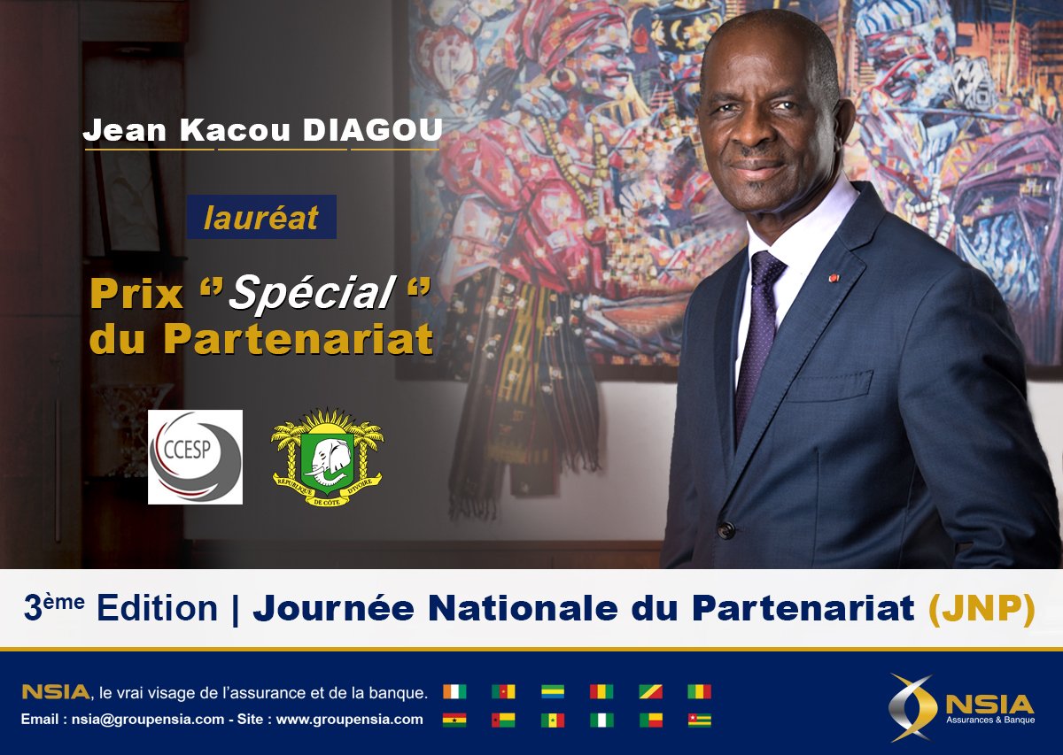 NSIATECH's tweet photo. Le Président Jean K. DIAGOU a reçu lors de la Journée Nationale du Partenariat (JNP), le « Prix Spécial du Partenariat ». Cette troisième édition avait pour thème : « l'encadrement du secteur informel : source de croissance et de compétitivité de notre économie ». https://t.co/j19PfjjvtP