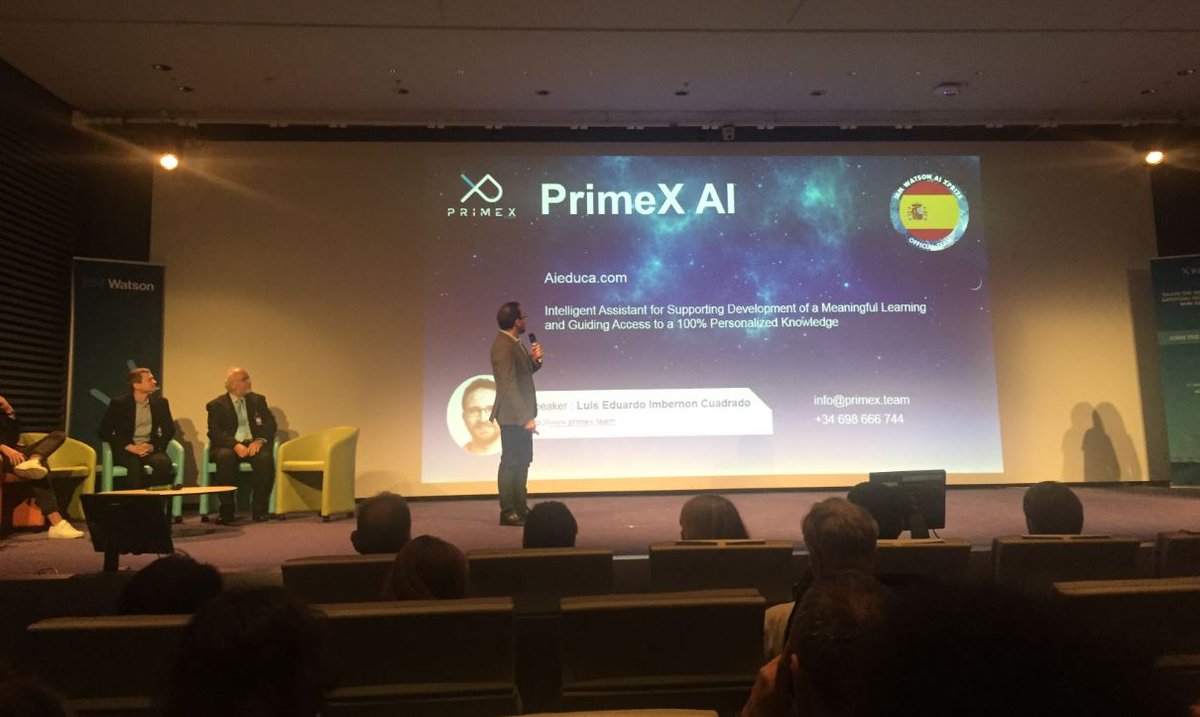 PrimeXbyFUE's tweet photo. #AIEDUCA de #PrimeXbyFUE: la revolución del #AI en la #educación presente en el foro europeo de #IBMWatsonAI @xprize que está teniendo lugar en París. https://t.co/dZIkAegZHe