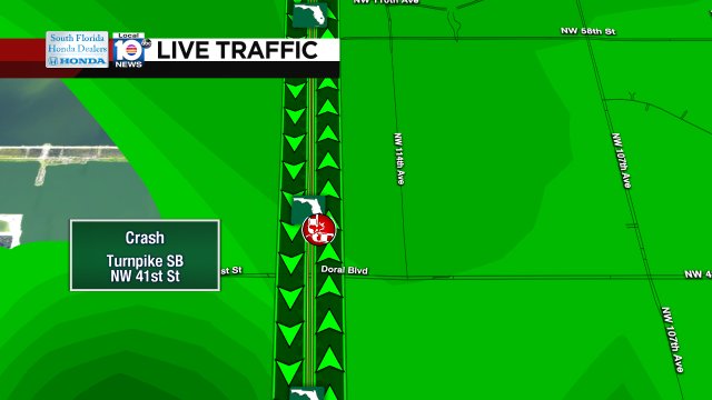 Crash on Turnpike SB at NW 41st St #traffic https://t.co/0FTphnth0l