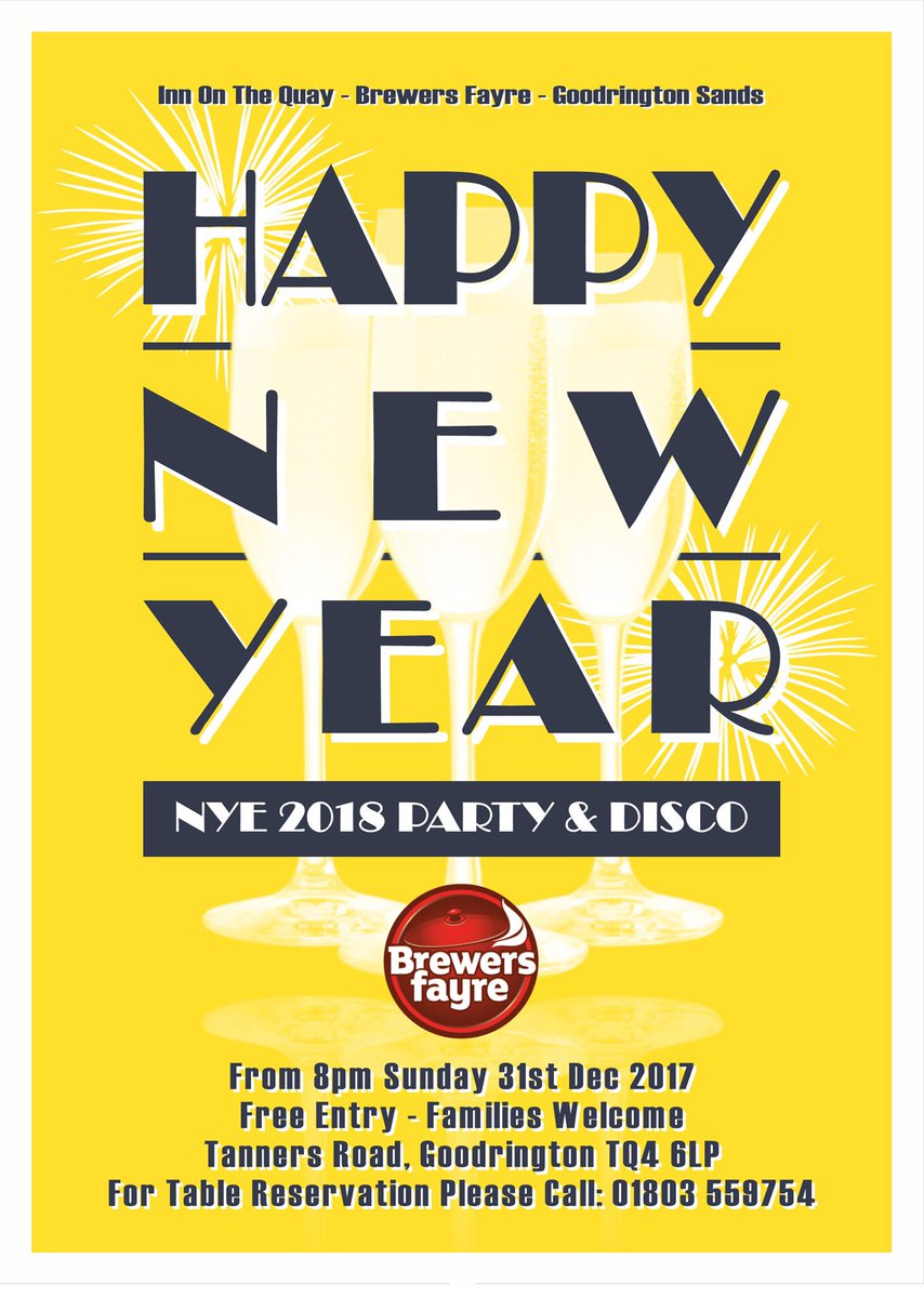 Celebrate #NewYearsEve #2018 at The Inn On The Quay #Paignton Families Welcome, reserve your table now on 01803 559754 <a href="/caroline_pascoe/">Caroline Beston</a> @MrNeilWoodall