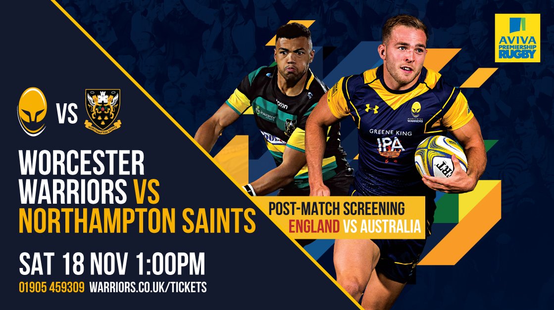 WorcsWarriors's tweet image. 💥 RETWEET for chance to WIN 4 TICKETS to Warriors vs Northampton Saints this Saturday at Sixways (kick-off 1pm) - followed by England vs Australia on big screens! 

#WorcestershireHour 

👉 warriors.talent-sport.co.uk/PagesPublic/Pr…
