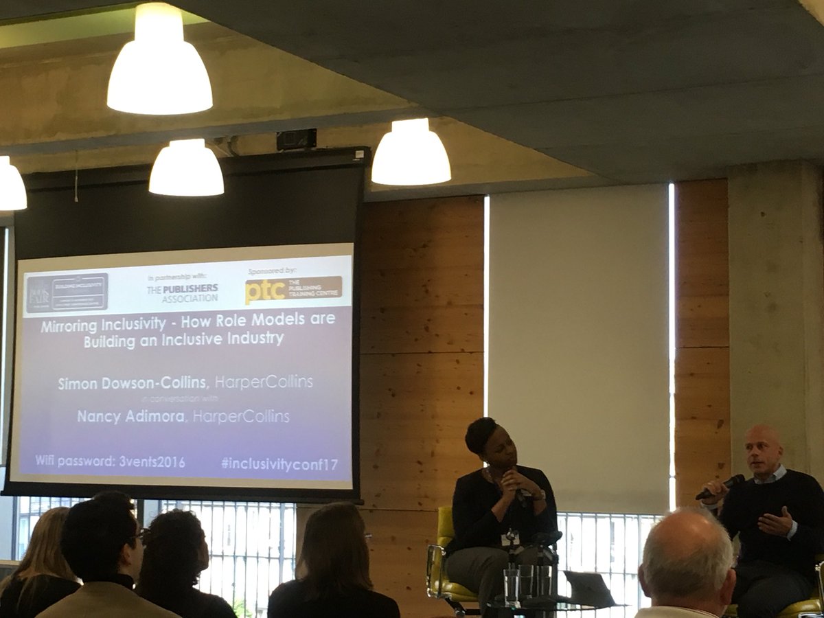 HarperCollinsUK's tweet image. HarperCollins’ Simon Dowson-Collins and Nancy Adimora discussing role models at the LBF/PA Building Inclusivity in Publishing Conference.