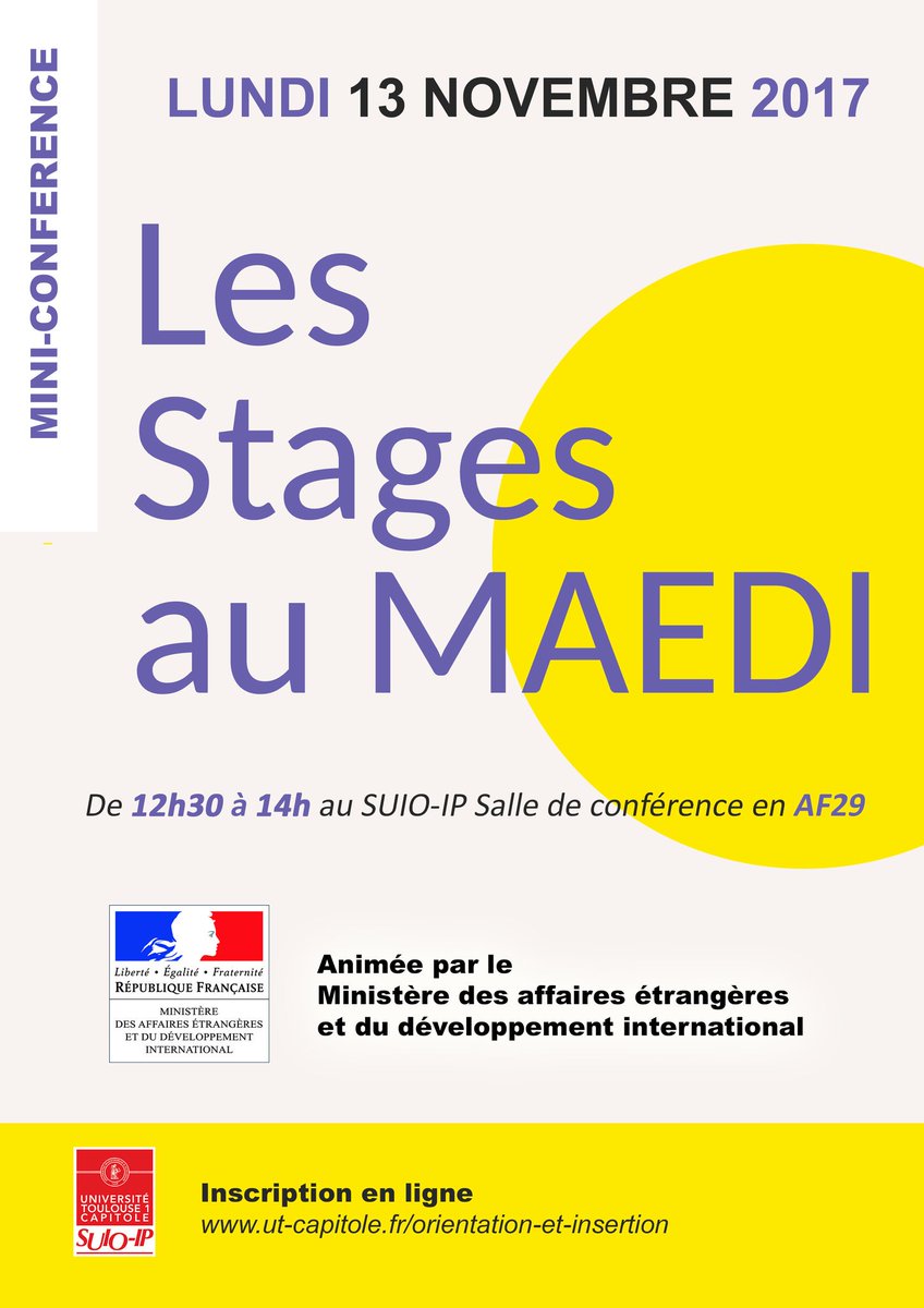 UTCapitole's tweet photo. #conférence : Nos étudiants #UT1 informés sur les métiers et les actions du #MAEDI ds le cadre du dispositif #QOhorslesmurs de @francediplo https://t.co/BZ3GnbgX4y https://t.co/e2v0cOu46r