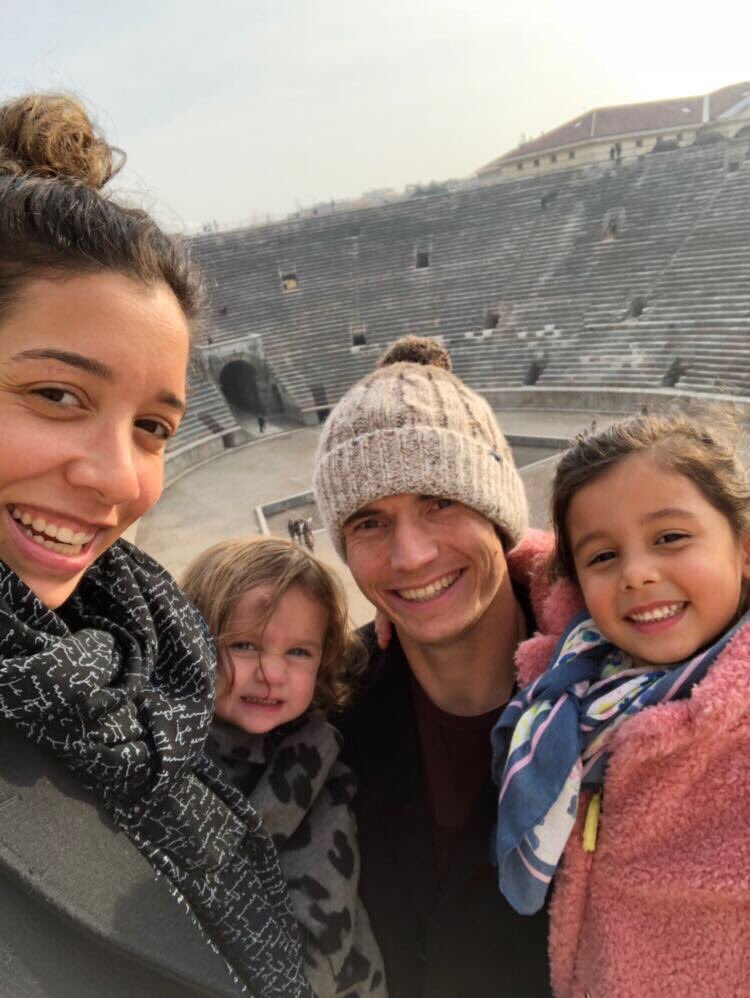 Dirono's tweet photo. Had a lovely weekend in Verona,Enjoyed the time with my family. Big smiles everywhere, Evie was feeling like a gladiator in the Verona Arena https://t.co/zVcLpwaai6