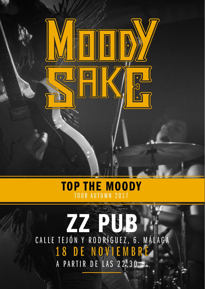 moodysake's tweet photo. Andalucía esta semana! Sigue todo el Tour! NOW!
Sevilla · 17 en #SalaOrpheus w/ Trendy Cargo
Málaga · 18 en #ZZpub
#AutunmTour2017 #TopTheMoodyTour #ShareTheMoody
https://t.co/0Cf1Ly05cQ https://t.co/m2T5lXeVFz