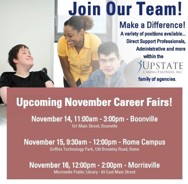 Three Career Fairs this week! Tuesday, Wednesday & Thursday upstatecp.org/careers