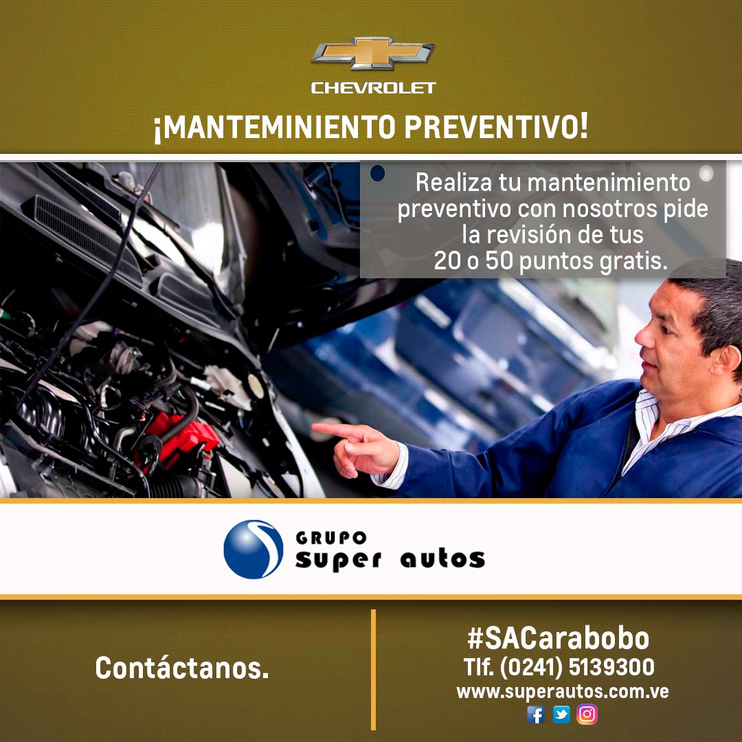 SACarabobo's tweet photo. Si realizas mantenimiento preventivo pide la revisión 20 50 ptos gratis y aprovecha los mejores precios en reparaciones correctivas https://t.co/aD2udxX7vK