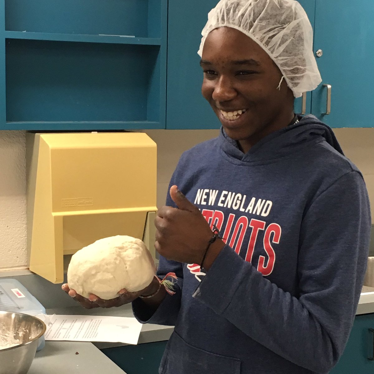 MsBudgell's tweet photo. A proud Chandly with his pizza dough @Immaculata_HS #kitchensuccess #ocsbdl https://t.co/BORe5qdwci