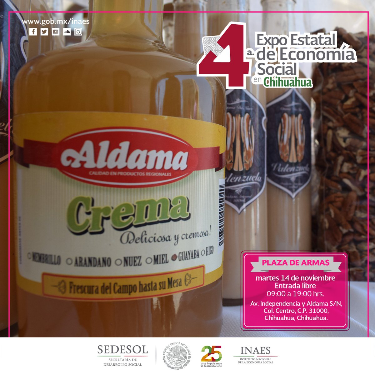 INAESMx's tweet photo. Todos en #Chihuahua están invitados a la 4a. Expo Estatal de #EconomíaSocial ¡Un espacio para comprar una gran variedad de productos locales! https://t.co/VqbYFYPYiB