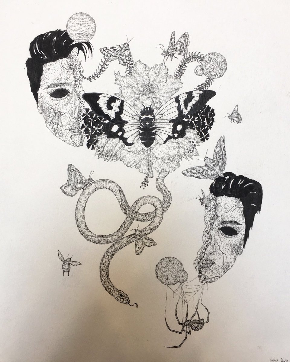 DantesDots's tweet photo. Hey y’all check out my self-portrait: 

“Rebirth 💮” https://t.co/1w3fohKALg