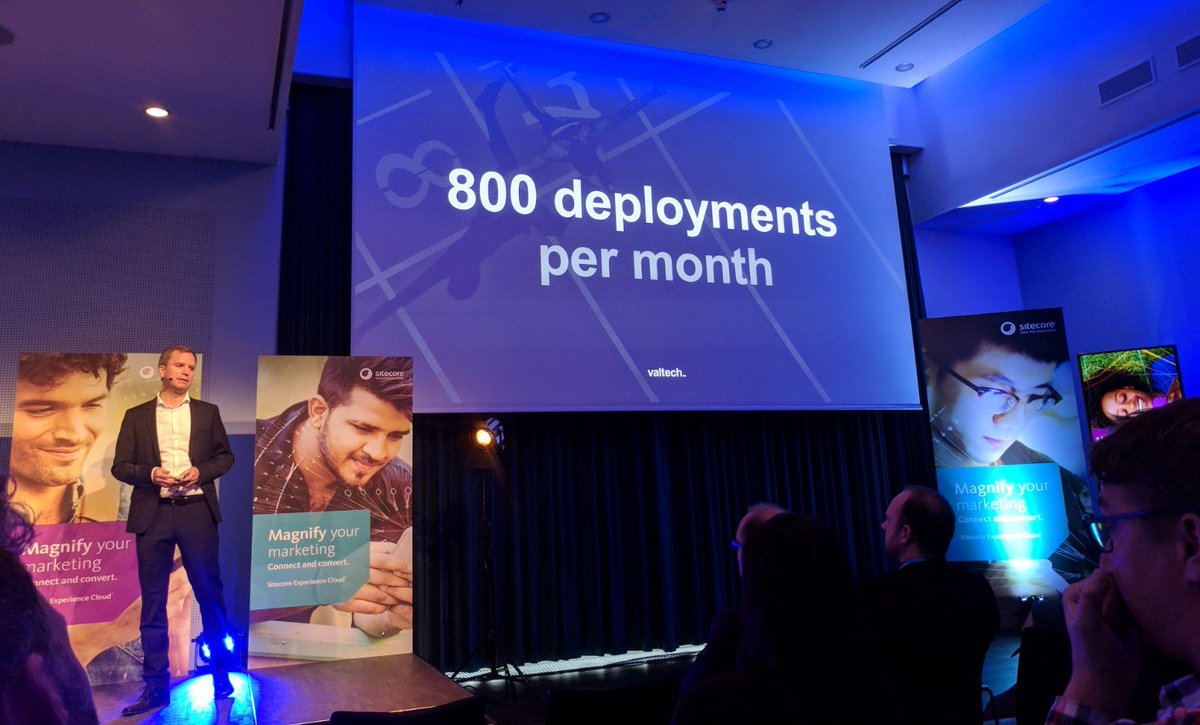 valtechdk's tweet photo. 800 Deployments per Month! If you missed our presentation of the largest @Sitecore implementation ever, check out the event calender to find out where we present next at the #DigitalDestinyTour: https://t.co/wgqQO3NCD7 https://t.co/tq25XYLmY0
