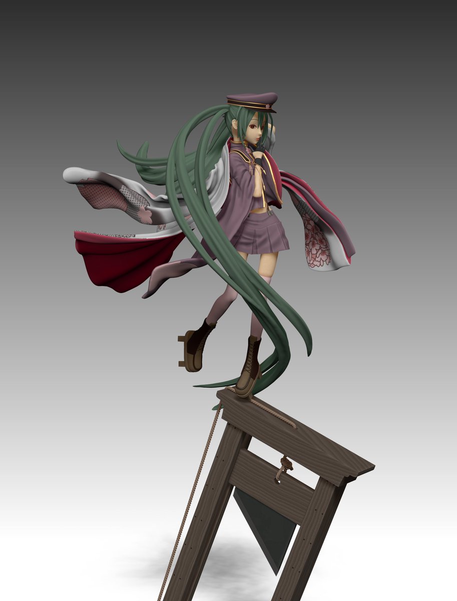 Kazuma در توییتر だいぶ前に作った千本桜ミク 出力するお金と時間がないのでzbrush内で着色 レンダリングして終わり 着物 はixima様のイラストを参考にしました