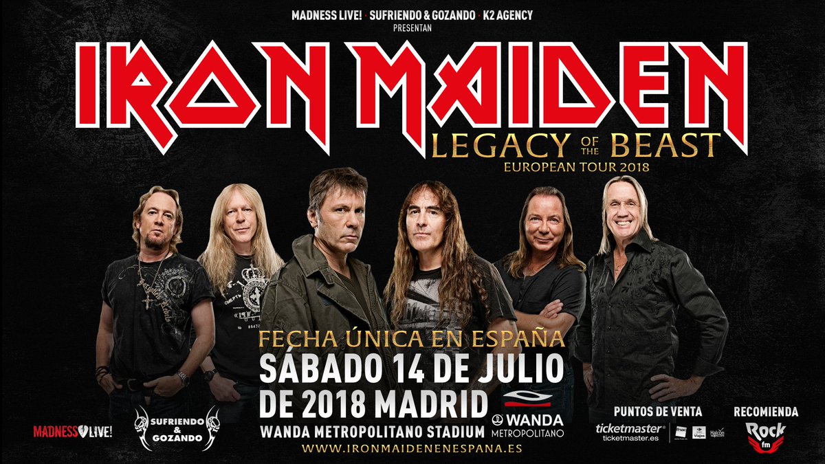 Metropolitano's tweet photo. 🎤🔥⚡️ @IronMaiden actuará en nuestro estadio el próximo sábado 14 de julio en un concierto único en España con motivo de la gira mundial ‘Legacy Of The Beast’ 👏🔝 
👉 https://t.co/dlFmyEK4Tz https://t.co/8A2C2vEkRM