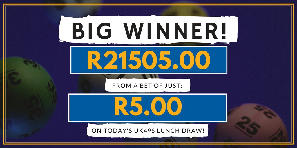 TabSouthAfrica's tweet photo. One of our punters from the #Thembisa branch has hit the big time today with the UK49s Draw #WELLDONE #UK49s #BIGWINNERALERT https://t.co/Yy2k88nGoh
