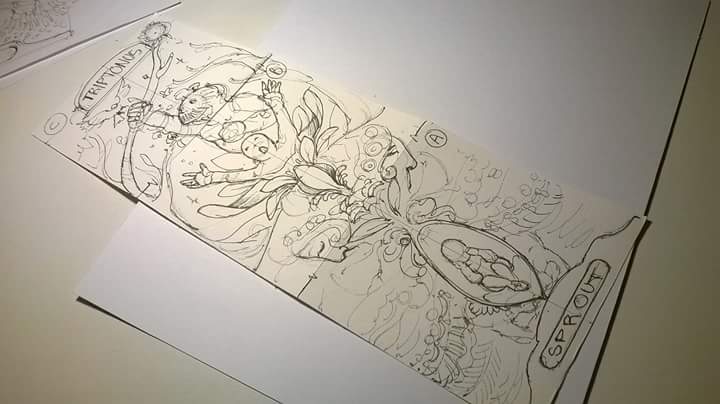 Kapeillustratio's tweet photo. #Sketching the exterior cover of #Triptonus' #Sprout EP. This time, we approached a #vertical #design for the #digipack.
#sketch #music #rock #album #artistsontwitter #artist #illustration #psychedelic #birth #stoner #kapeillustration https://t.co/MU1uhUySbH