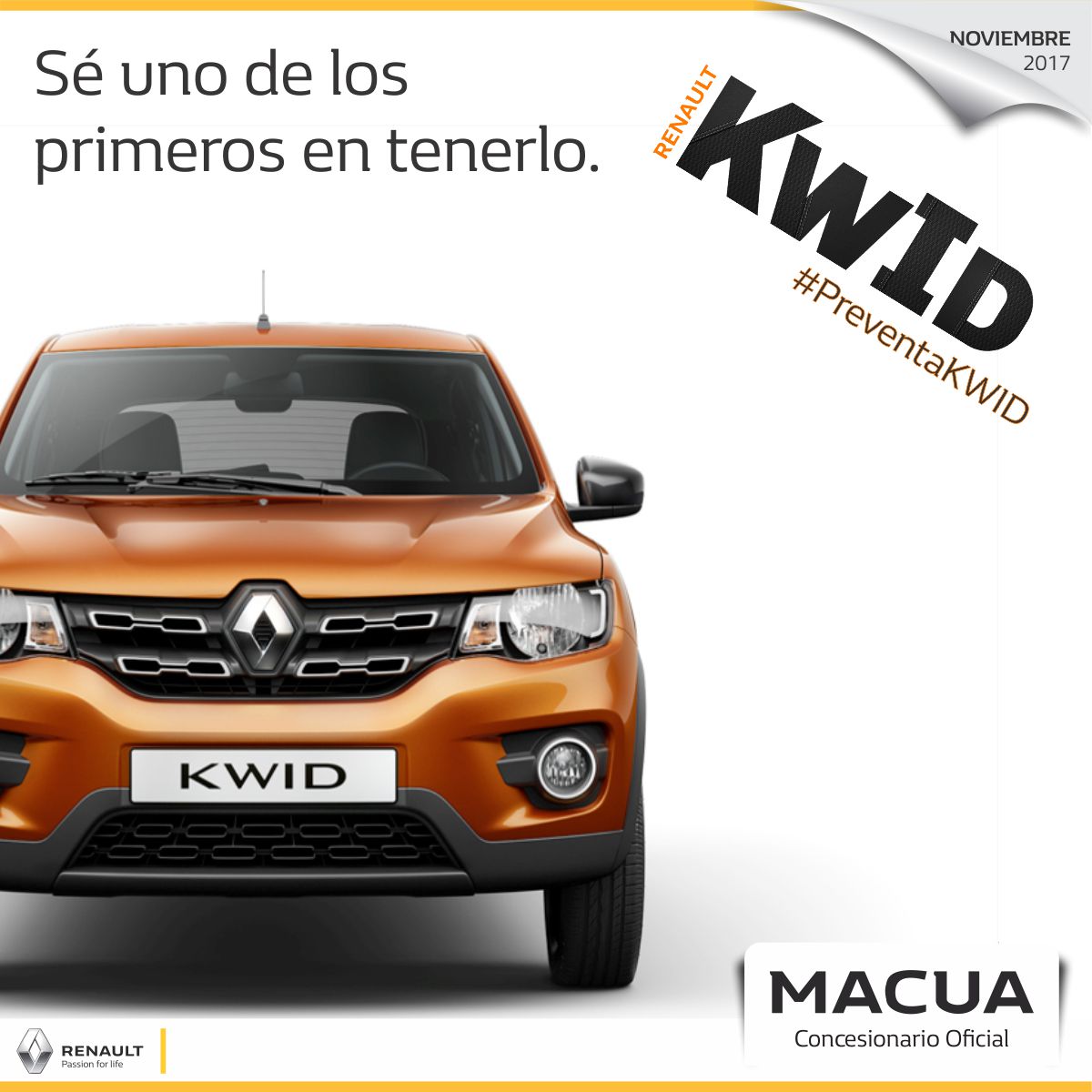 MacuaRenault's tweet photo. Falta muy poco para que empieces a ver el nuevo #RenaultKWID circulando por las calles, y vos podés ser uno de los primeros en manejarlos. Solicitá un asesor y tenelo hoy mismo. #PreventaKWID https://t.co/Tf8ykp6mRh