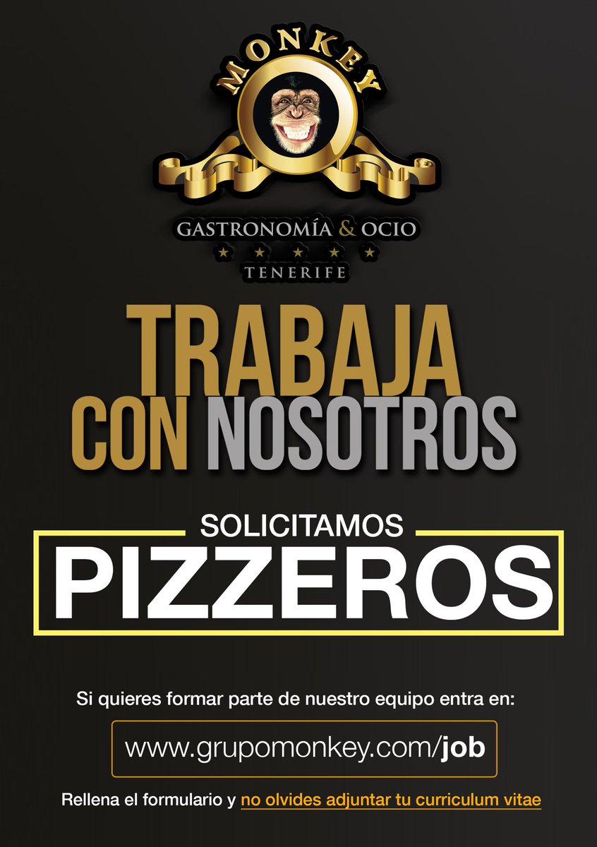 GrupoMonkey's tweet photo. Buscamos pizzer@ ¿nos ayudas a difundir? #empleo https://t.co/CXgAE4G7oP