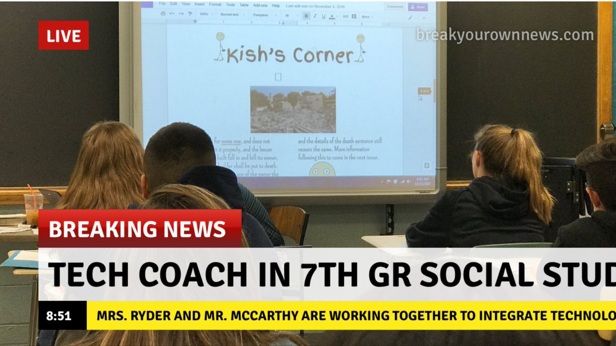 TechRyder's tweet image. Check out Breaking News! breakyourownnews.com. Such a fun way to share what is happening in your classroom.