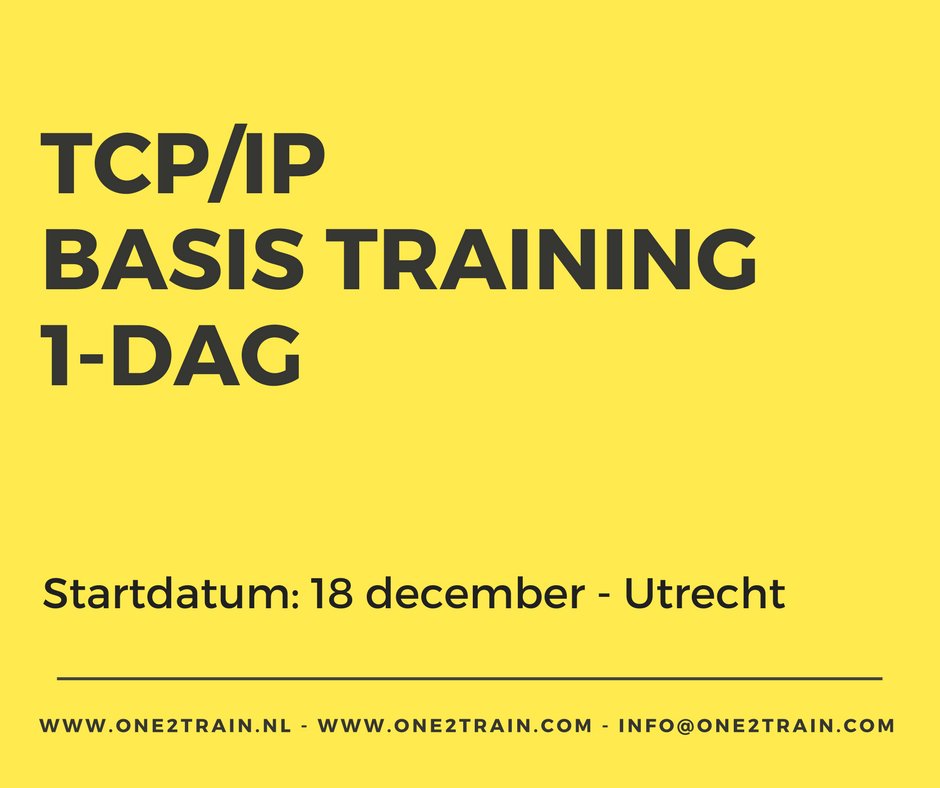 Basis netwerk #TCP/IP training van 1 dag! Startgarantie op  18 december in #Utrecht. 
ow.ly/grrf30gxaAm #basiskennis #networking #starter