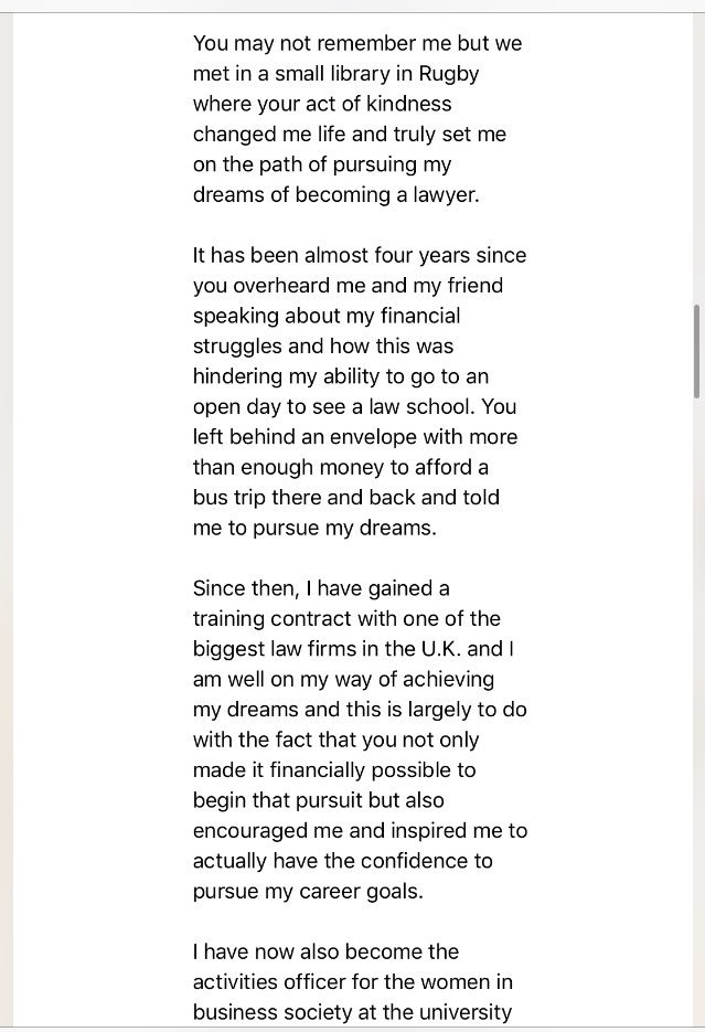 A few years ago, I left this envelope for a girl whose conversation I overheard in a library. Recently she emailed me the following.... Happy #worldkindnessday ♥️