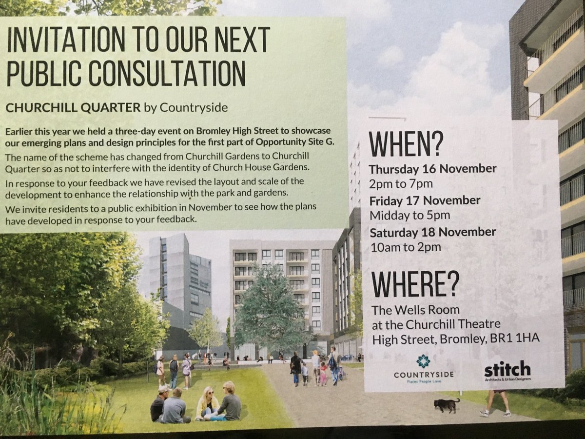 Please attend later this week &amp; have your say on this high density multi-storey building development in #Bromley town centre. Let us know your comments on these plans.