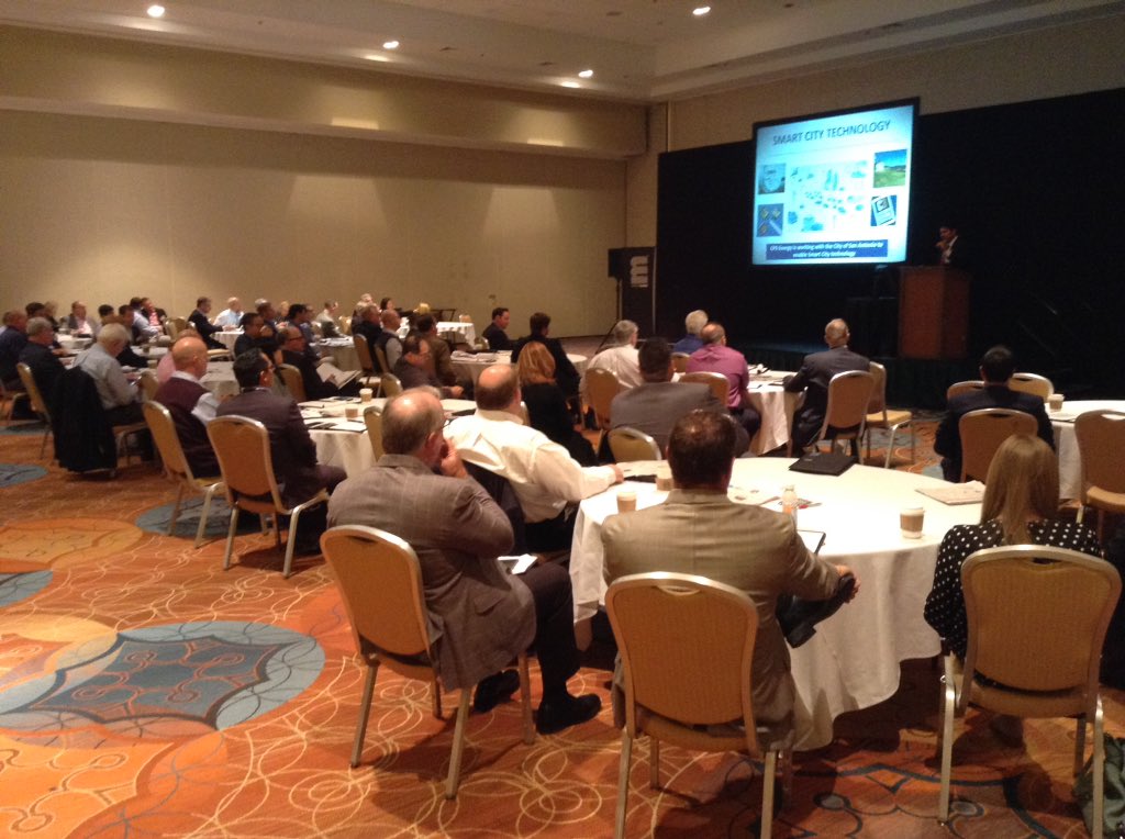 meEventsEnergy's tweet photo. @cpsenergy Rudy Garza highlights their Reliability Programs and Smart City Technology for San Antonio #mePowerSummit https://t.co/jazFcV1GjQ