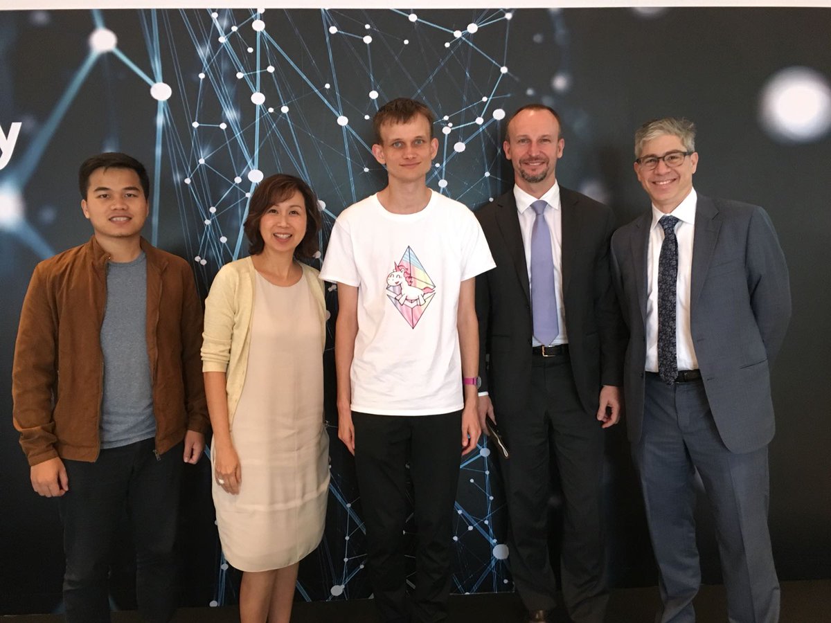 Kyber Network CEO @loi_luu with @VitalikButerin at UOB Technology Forum in  Singapore