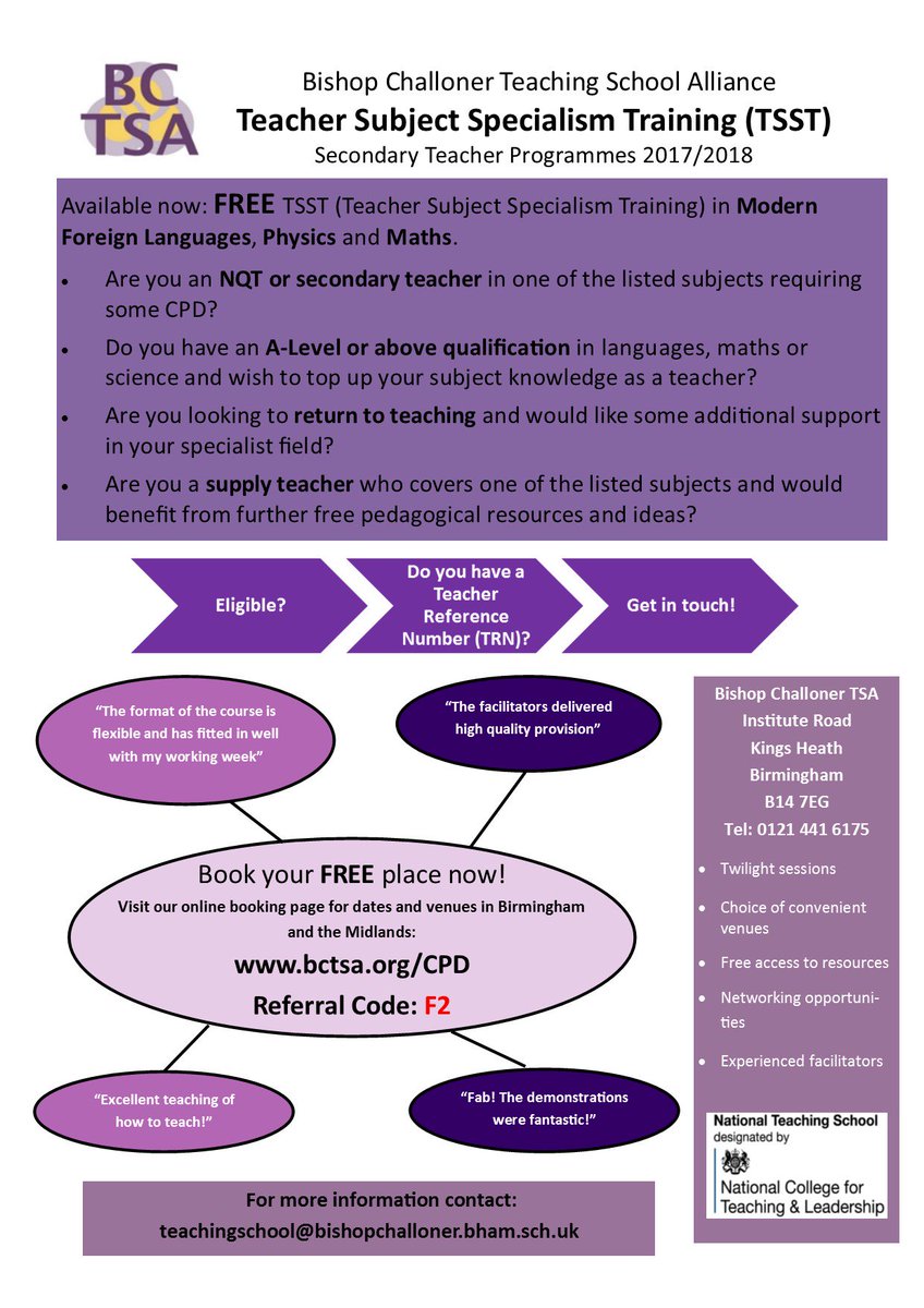 bctsa_training's tweet photo. Free Teacher Subject Specialism Training (TSST) AVAILABLE NOW! Don't miss out! 📚📝🌏🔬📊🇫🇷🇪🇸@CentralMidSLP @CentralMathsHub #CPD #MFL #physics #maths https://t.co/VoWQJy956N https://t.co/szDv8lSJOg