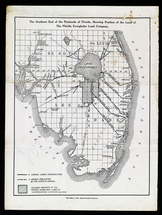 OldDavieSchool's tweet photo. This map of south #Florida shows the canals that made life in the @TownofDavie possible! Map courtesy of @uflibexhibits. #MapMonday #archives #odshm https://t.co/V13RUnZqfT