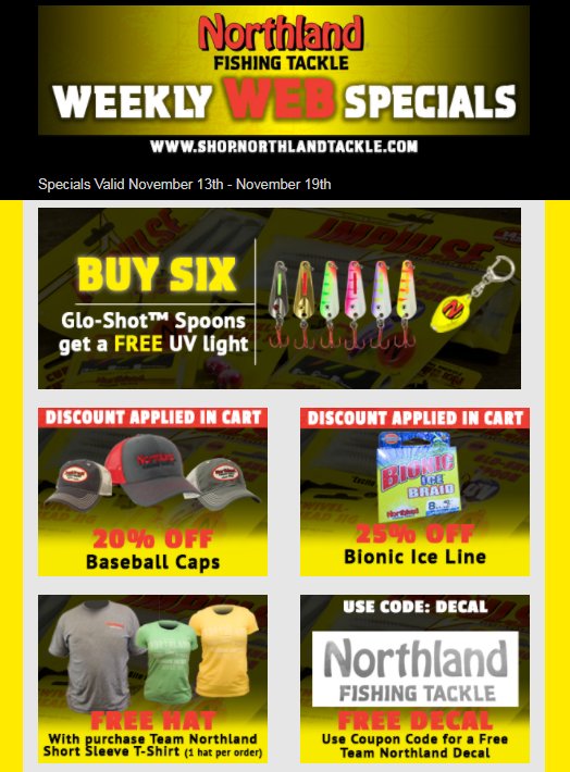 NorthlandTackle's tweet photo. Check out our weekly web specials! 
#teamnorthlandtackle #fishing #websales 
https://t.co/E6puNkA36r https://t.co/fIAJEC6Ss9