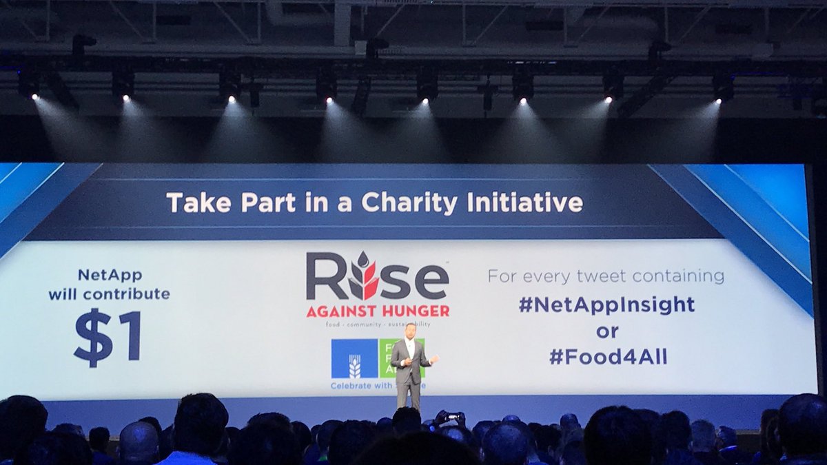 mscproductions's tweet photo. Please retweet as @NetApp will donate $1 for every tweet to Rise Against Hunger with the hashtag #NetAppInsight and/or #Food4All https://t.co/UXCFufswB8