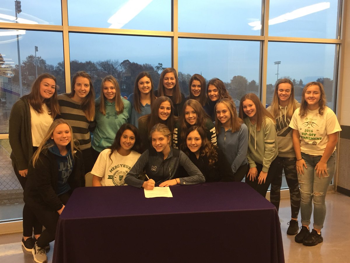highlanders_GBB's tweet photo. Congratulations to senior Abbey Larkin for signing her national letter of intent with Mercyhurst this morning! #highlanderpride https://t.co/j8yXOEx7TT