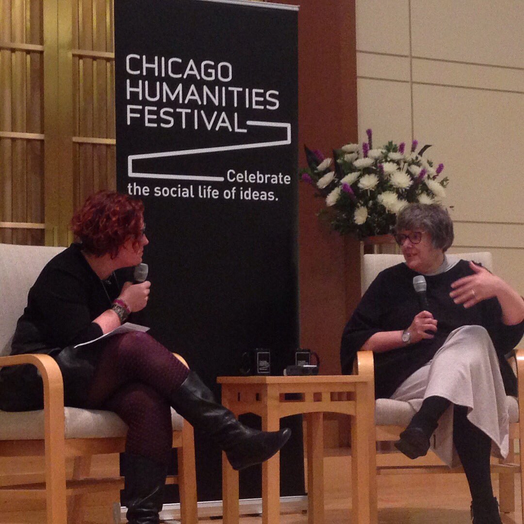 UChiVirtue's tweet photo. Phenomenal conversation with @lolapwright @CandaceVogler and audience Q&A last night - we were thrilled to be the penultimate event of @Chi_Humanities #FallFest17 #Belief! https://t.co/wyj4XN14is