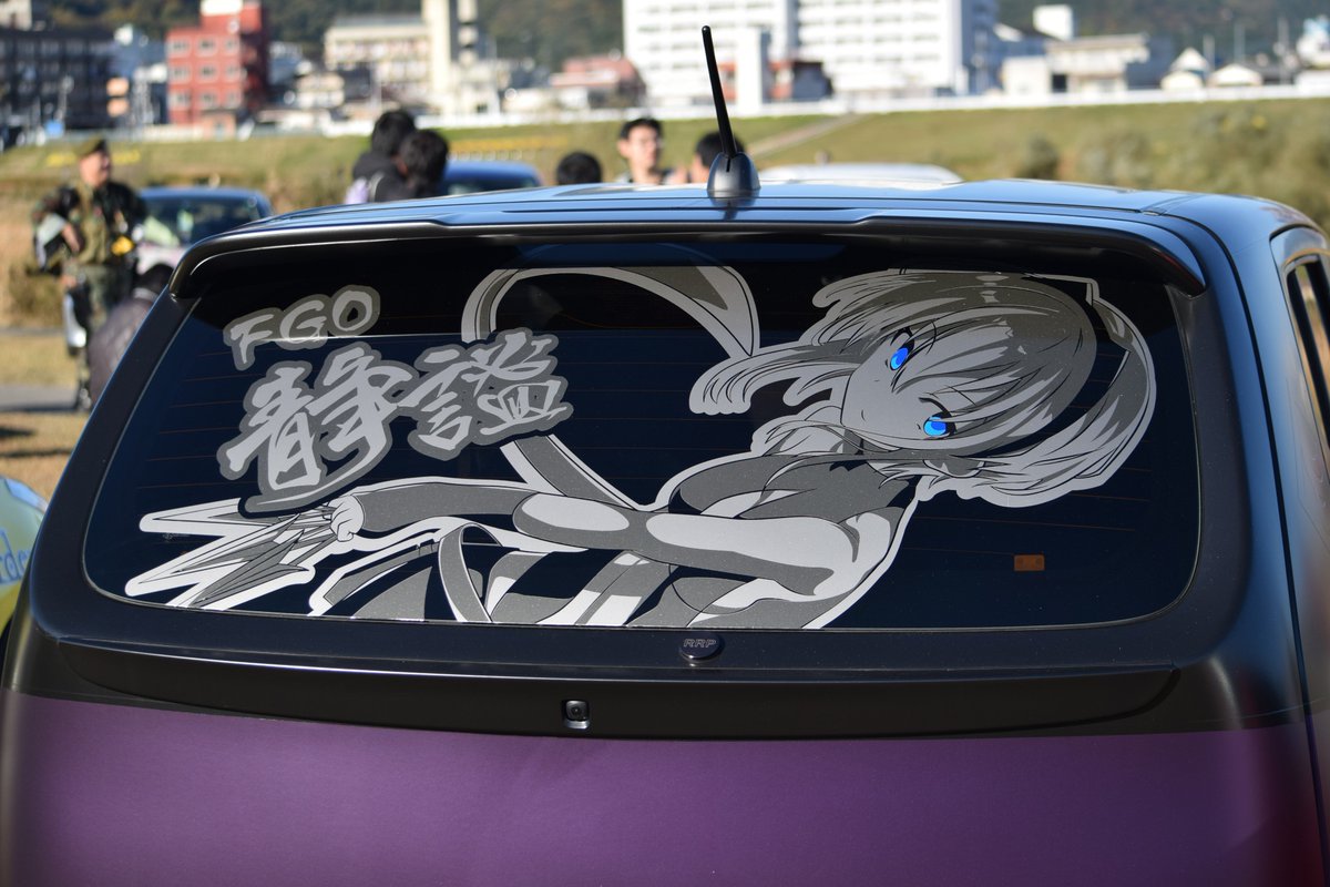 Clover Heart 姫沙羅 Chステッカー製作施工 Chカーフィルム Chレーザー加工 リア5面にスモークフィルム施工 透過率15 エンボスラッピングをアルペジオ仕様からfgo静謐のハサン仕様へ ボディカラーを活かしたステルス仕様の痛車です リアは2色