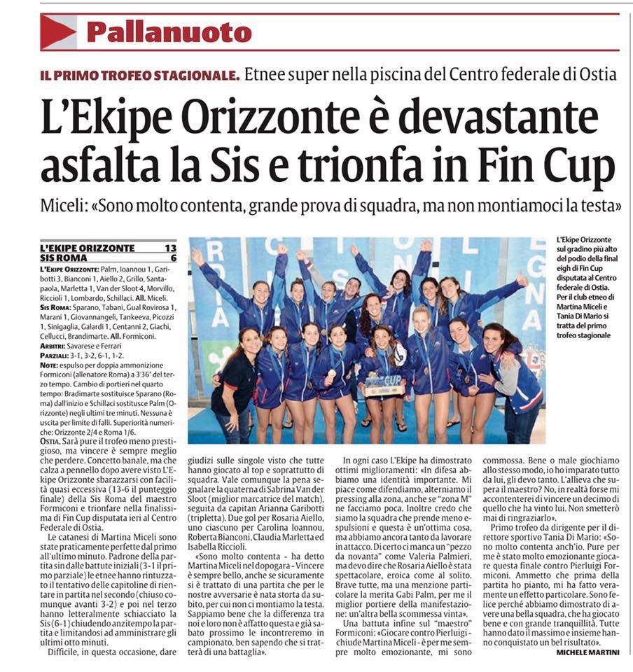 dariodigennaro's tweet photo. L'#Ekipe #OrizzonteCatania batte la #SisRoma e conquista la #FinCup al Centro Federale di #Ostia
#rassegnastampa #pallanuoto #SerieA1 #Catania https://t.co/RhDE4zyVAK