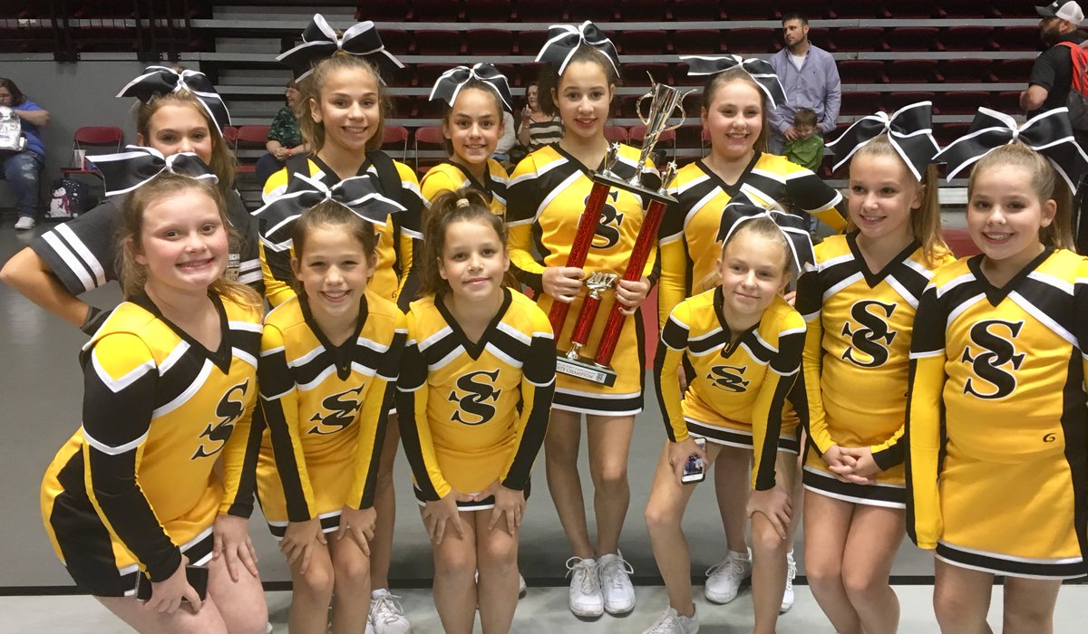 CBMSSandite's tweet photo. Congratulations Cheerleaders!!! 6th grade got a first place trophy in their division, and junior high got a first place trophy as well as a grand champion award. Way to go ladies! https://t.co/sZz8W3uPty