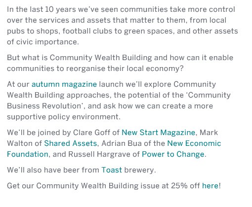 Civsocfutures's tweet image. For your diary:
STIR Magazine Launch — Community Wealth Building, 22nd November (free!) eventbrite.co.uk/e/stir-magazin…